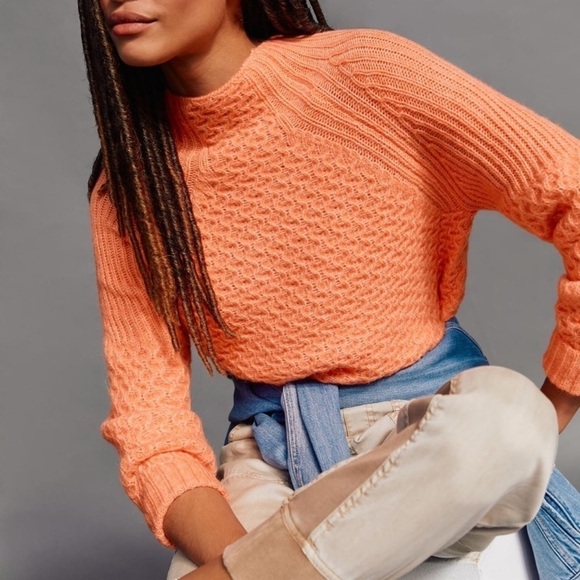 ANTHROPOLOGIE Bia Chunky Mock Neck Knit Sweater Olive Green, Size Medium - Picture 10 of 16